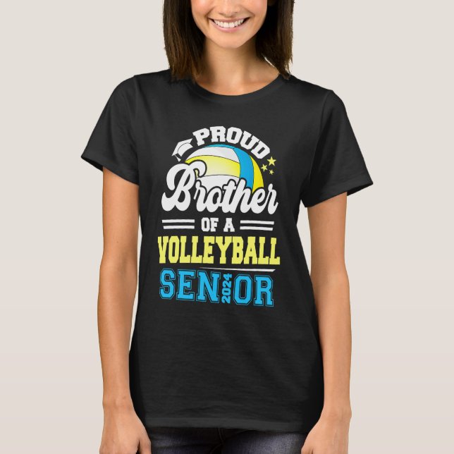 Proud Brother of a Volleyball Senior 2024 Student T Shirt (Framsida)