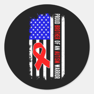 Proud Brother of An Autism Warrior April Awareness Runt Klistermärke