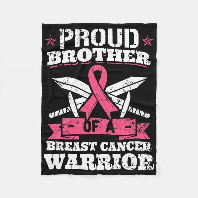Proud Brother of Breast Cancer Warrior Rosa Awaren Fleecefilt (Framsidan)