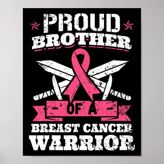 Proud Brother of Breast Cancer Warrior Rosa Awaren Poster (Framsidan)