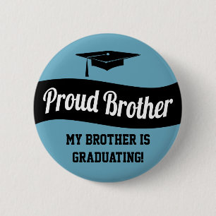 Proud Brother - svart blått Studenten-knapp Knapp