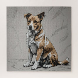 Proud Brown och White Hund Puzzle Pussel