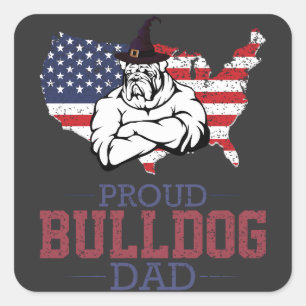 Proud Bulldog Hund Pappa, Bulldog Fars dag Gift Fyrkantigt Klistermärke