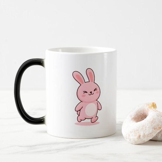 Proud Bunny Minimal Kawaii Style Magisk Mugg (Med munk)