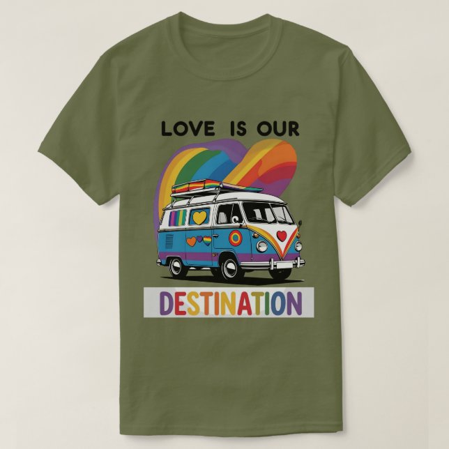 Proud Camper - Rainbow RV Pride T-Shirt (Design framsida)