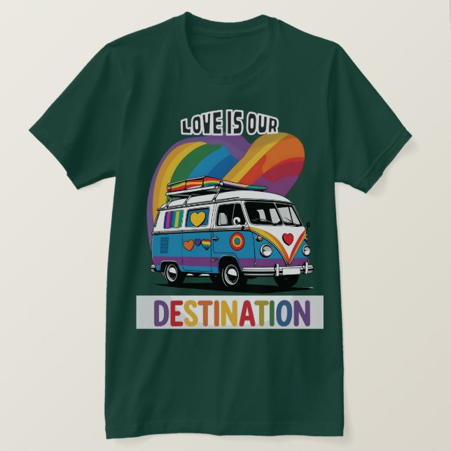Proud Camper - Rainbow RV Pride T-Shirt (Design framsida)