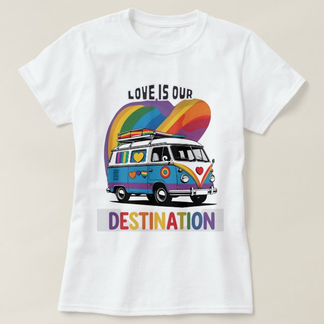 Proud Camper - Rainbow RV Pride T-Shirt (Design framsida)