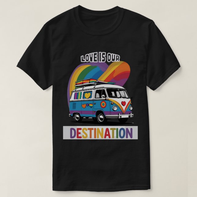 Proud Camper - Rainbow RV Pride T-Shirt (Design framsida)