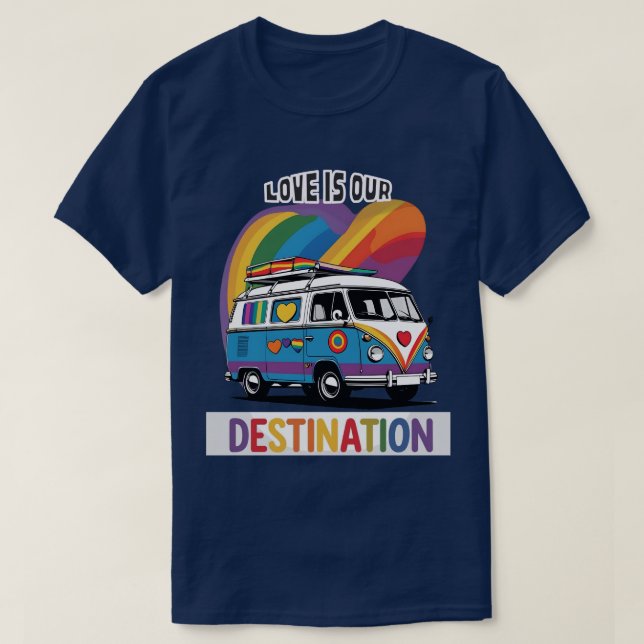 Proud Camper - Rainbow RV Pride T-Shirt (Design framsida)