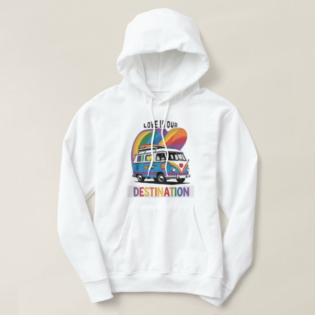 Proud Camper - Rainbow RV Pride T-Shirt Hoodie (Design framsida)