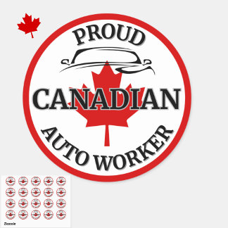 Proud Canadian Auto Worker Maple Löv Kanada Runt Klistermärke