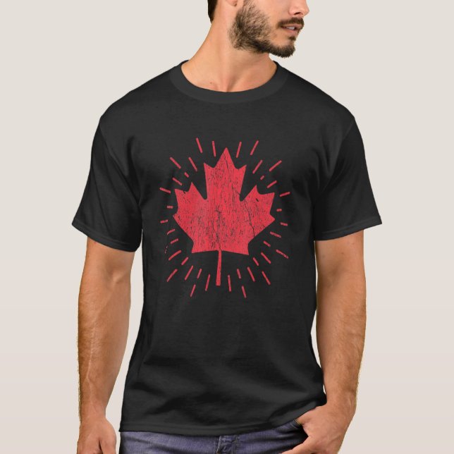 Proud Canadian Flagga Ca för Retro Maple Löv Canad T Shirt (Framsida)