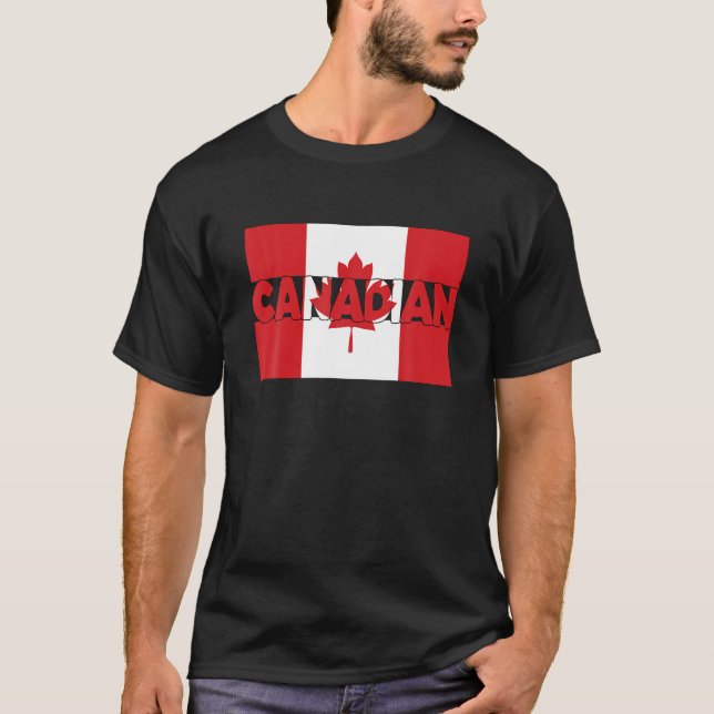 Proud Canadian Flagga Canada Day Canadian Roots T Shirt (Framsida)
