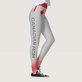 Proud Canadian MAMMA med Red Maple Löv på GRÅTT Leggings