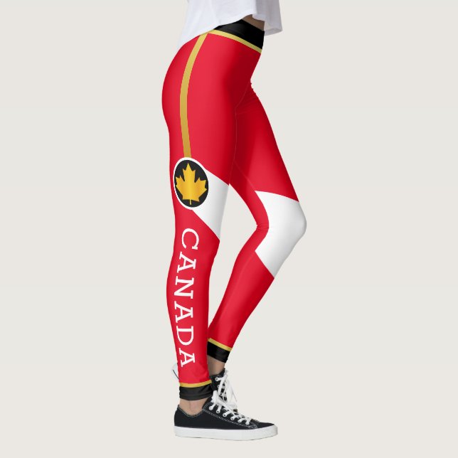 Proud Canadian Patriot med Guld Maple Löv Leggings (Höger)