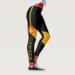 Proud Canadian Patriot med Guld Maple Löv Leggings