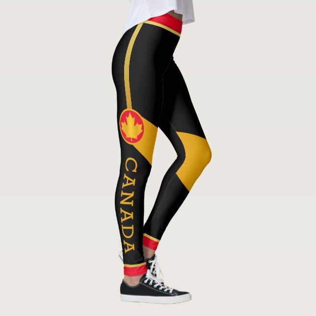 Proud Canadian Patriot med Guld Maple Löv Leggings (Höger)