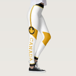 Proud Canadian Patriot med Guld Maple Löv Leggings