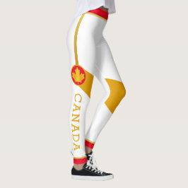 Proud Canadian Patriot med Guld Maple Löv Leggings