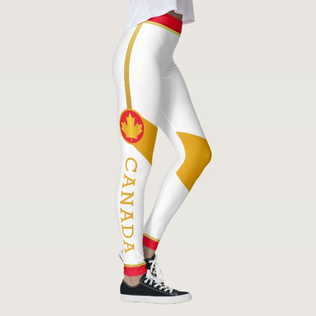 Proud Canadian Patriot med Guld Maple Löv Leggings (Höger)