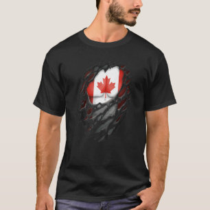 Proud Canadian Roots Torn Ripping Canada Flagga T Shirt