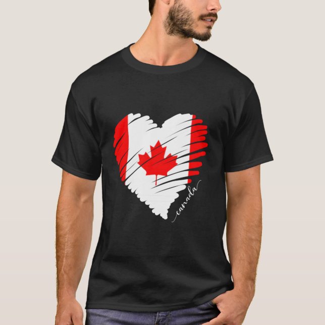 Proud Canadian Tee White Maple Löv Red Canada Fla (Framsida)