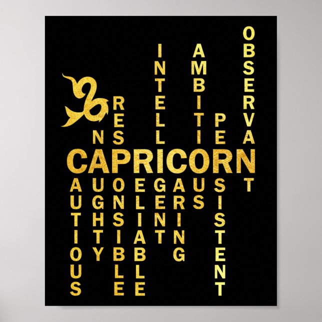 Proud Capricorn Zodiac - karakteristika Astrologi Poster (Framsidan)