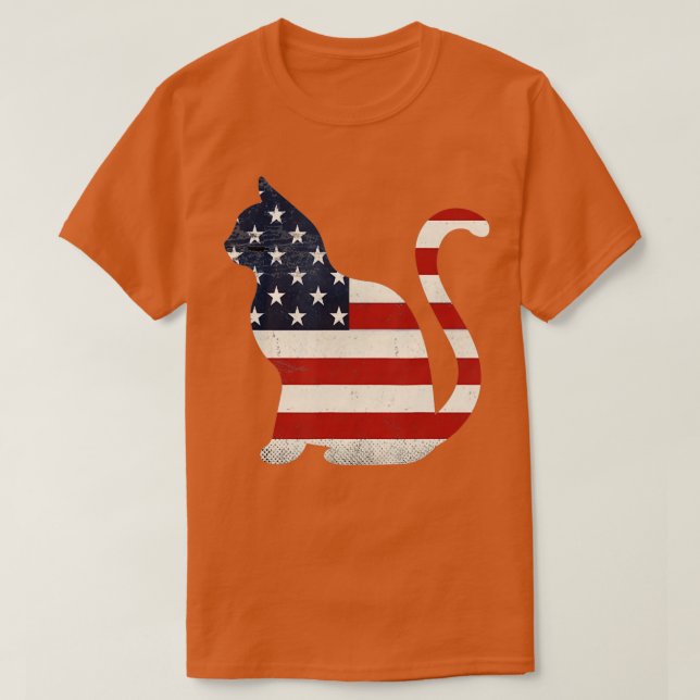 Proud Cat 4:e juli amerikanska Flagga Collections T Shirt (Design framsida)