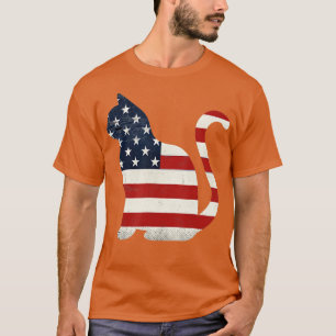 Proud Cat 4:e juli amerikanska Flagga Collections T Shirt
