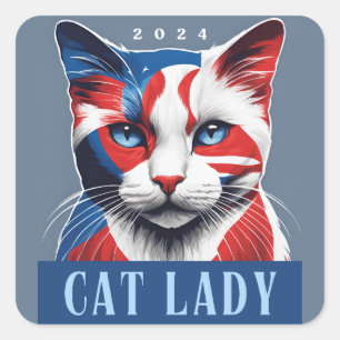 Proud Cat Dam Democrat 2024 USA:s val Fyrkantigt Klistermärke