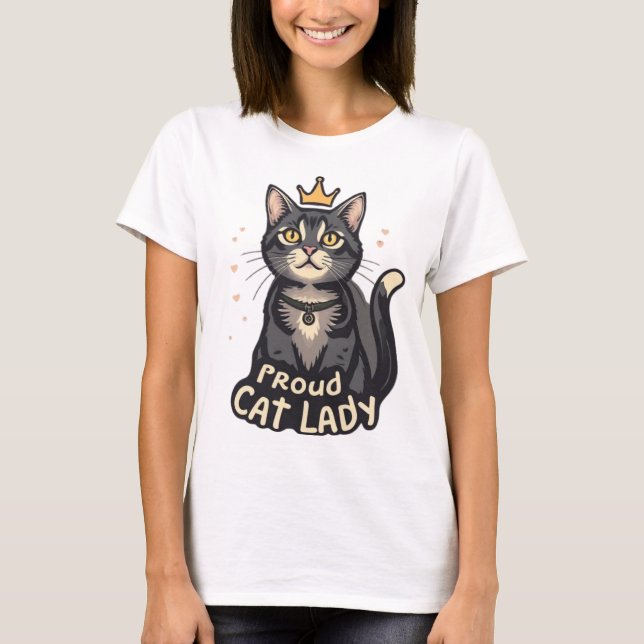 Proud Cat Dam T-Shirt - Purrfect for Kattdjur Fana (Framsida)
