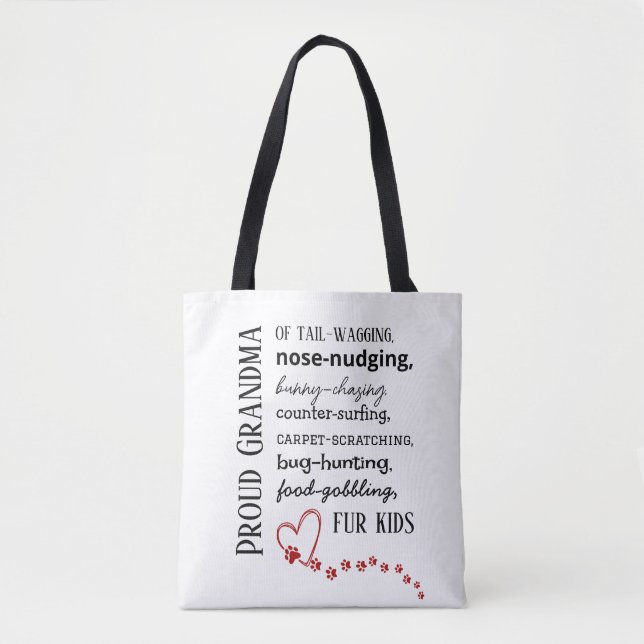 Proud Cat & Dog Grandma Tote Bag Tygkasse (Framsida)