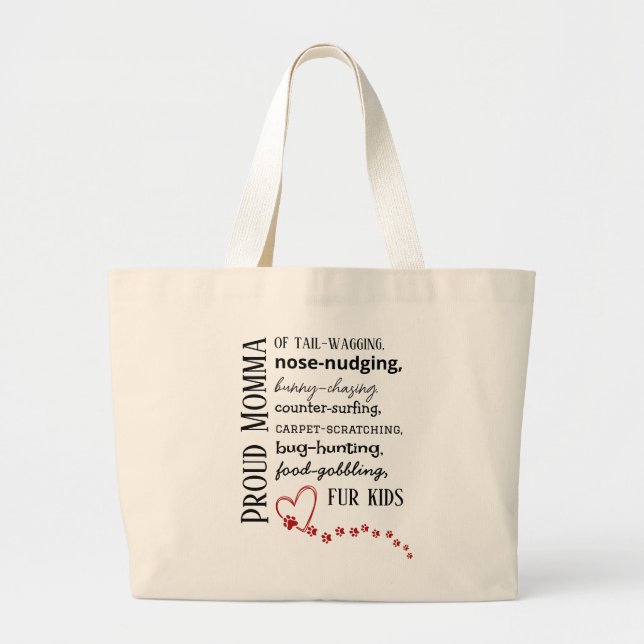 Proud Cat & Dog Momma Tote Bag Jumbo Tygkasse (Framsidan)