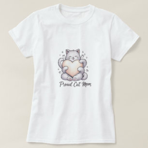 Proud Cat Mamma Heart Hug T-Shirt