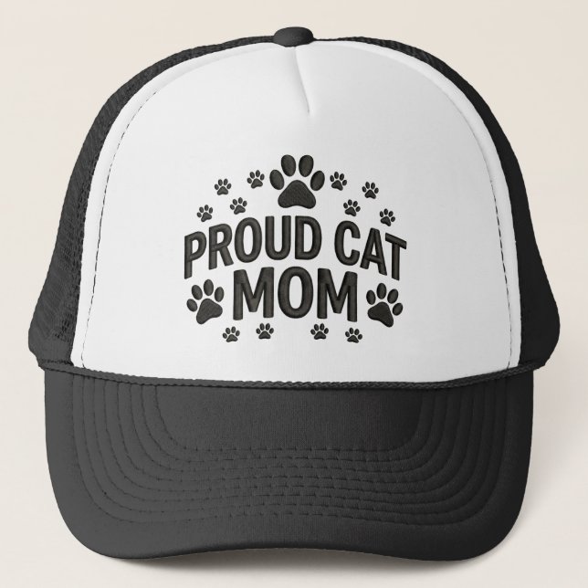 Proud Cat Mom Trucker Hat  Keps (Framsida)
