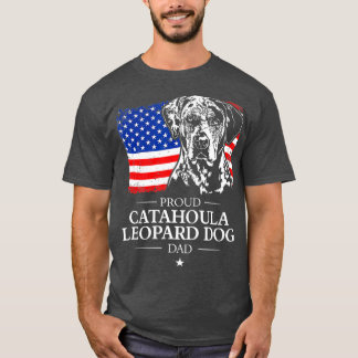 Proud Catahoula Leopard Hund Pappa American Flagga T Shirt