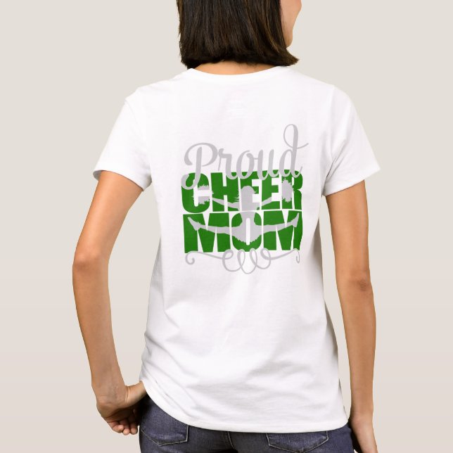 Proud Cheer Mamma i Greenwith monogram namn initia Tee Shirt (Baksida)
