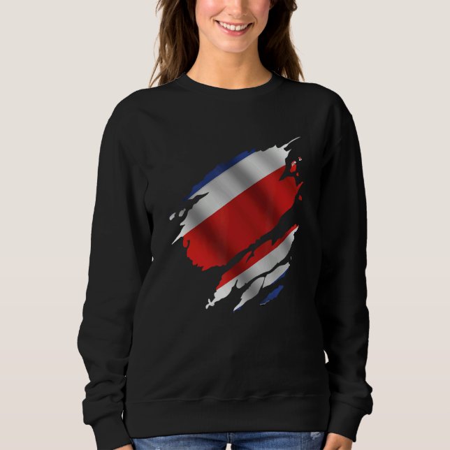 Proud Costa Rican Root Torn Ripped Costa Rica Flag T Shirt (Framsida)
