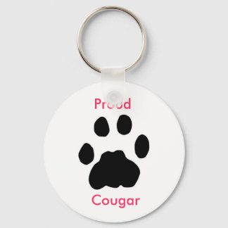 Proud Cougar med paw-utskrift Nyckelring