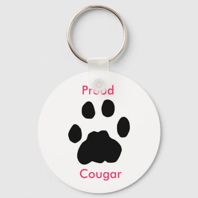 Proud Cougar med paw-utskrift Nyckelring (Framsida)