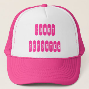 Proud Court Reporter rosa white brev hat Truckerkeps