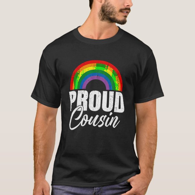 Proud Cousin Ally LGBT Lesbisk Gay pride Month LGB T Shirt (Framsida)