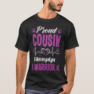 Proud Cousin Fibromyalgia Warrior Awareness Ribbon T Shirt