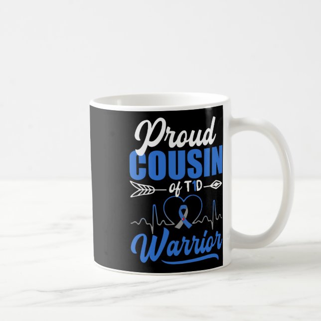 Proud Cousin of T1d Warrior Diabetes Awareness Blu Kaffemugg (Höger)