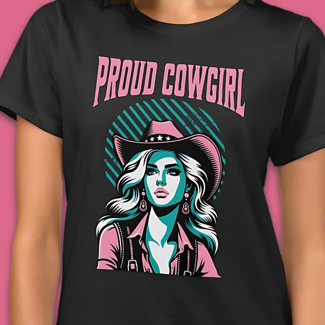 Proud Cowgirl Western Pop Art Aesthetic Graphic T Shirt (Cowgirl Pride Western Pop Art Aesthetic Graphic T-Shirt)