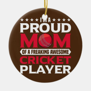 Proud Cricket Mamma Cricket Sports Team Player Julgransprydnad Keramik