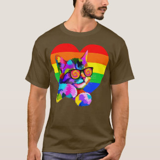 Proud Cute Cat Pride LGBT Transgender Flagga Heart T Shirt