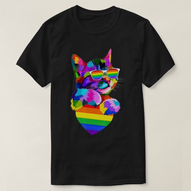Proud Cute Cat Pride LGBT Transgender Flagga Heart T Shirt (Design framsida)
