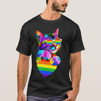 Proud Cute Cat Pride LGBT Transgender Flagga Heart T Shirt