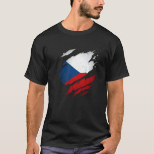 Proud Czech Torn Ripping Czech Republic Flagga T Shirt
